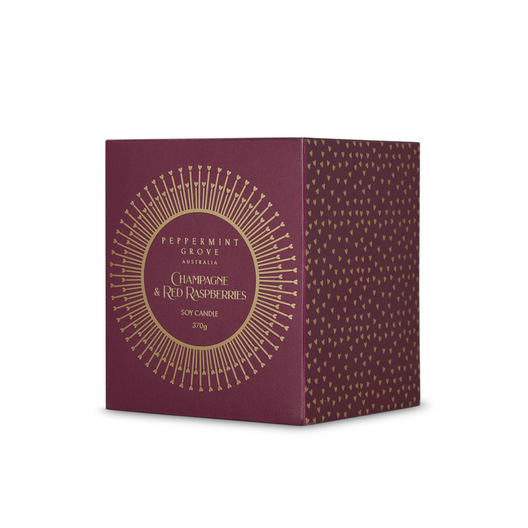 peppermint Grove Champagne & Red Raspberries Soy Candle 370g