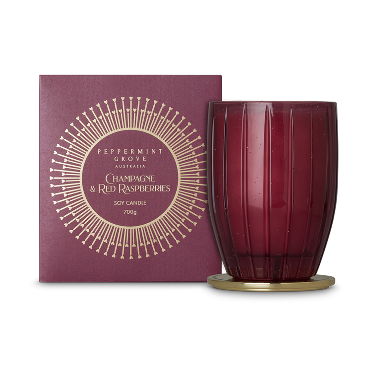 peppermint grove Champagne & Red Raspberries Soy Candle 700g