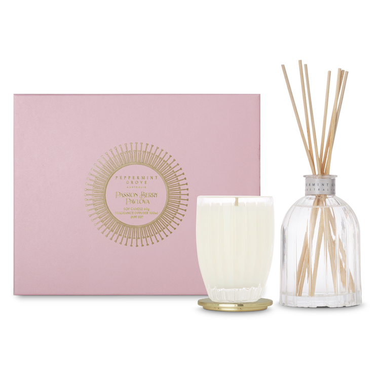 peppermint grove Passion Berry Pavlova Candle & Diffuser Gift Set