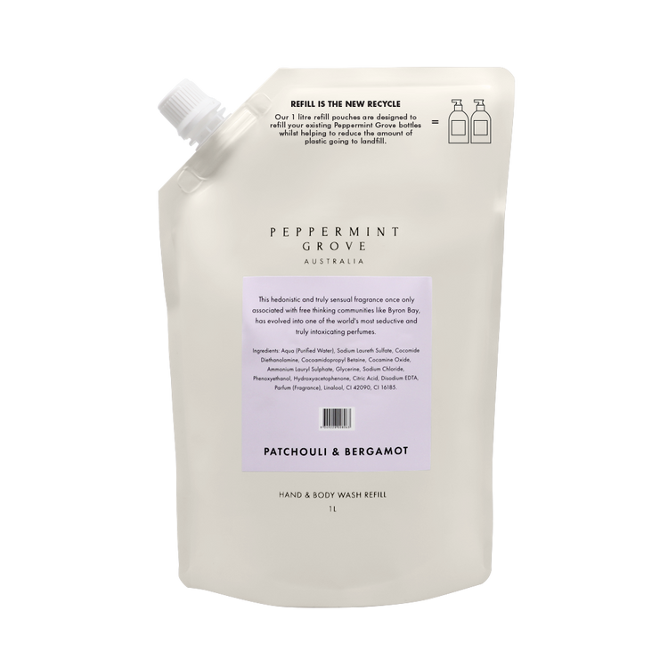 peppermint grove Patchouli & Bergamot Hand & Body Wash Refill 1L