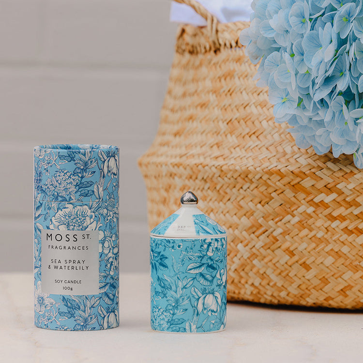 Peppermint Grove Sea Spray & Waterlily Ceramic Candle 100g