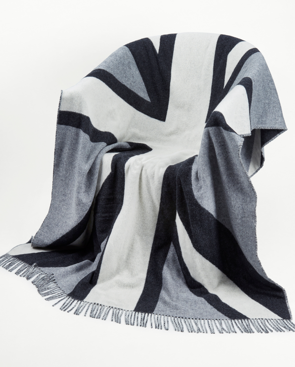 Peregrine Grey Union Jack Wool Blanket