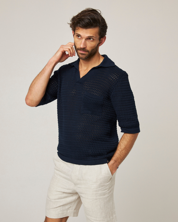 Peregrine Island Crochet Polo Shirt