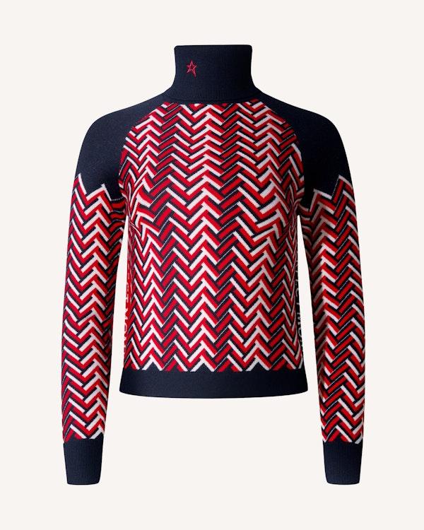 perfect moment Chunky Chevron Merino Wool Turtleneck Sweater