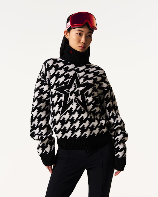 Perfect Moment Chunky Houndstooth Merino Wool Sweater