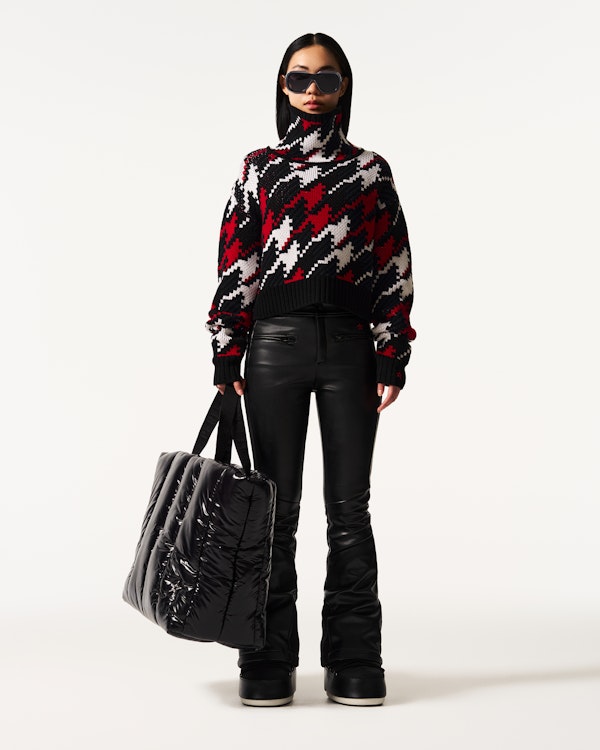 Perfect Moment Houndstooth Merino Wool Turtleneck Sweater