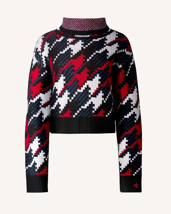 perfect moment Houndstooth Merino Wool Turtleneck Sweater