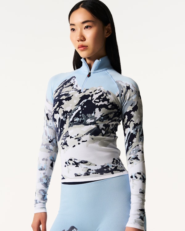 Perfect Moment Mountain Print 1/4-Zip Base Layer Top