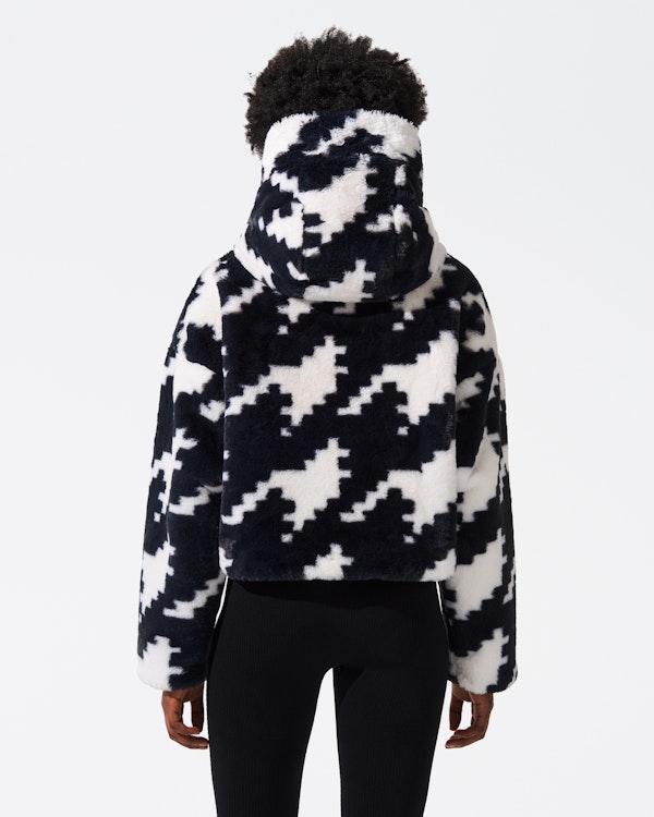 Perfect Moment Houndstooth Noelle Faux Fur Jacket