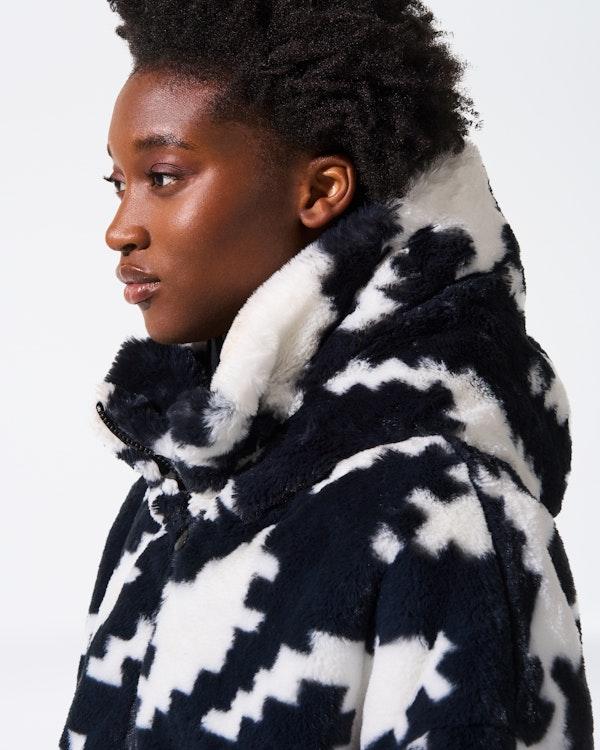 Perfect Moment Houndstooth Noelle Faux Fur Jacket