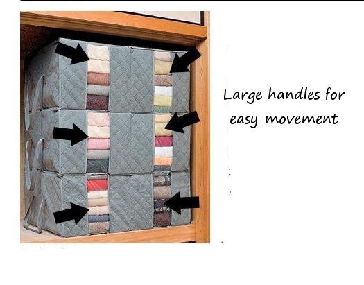 Periea ‘Karla’ Large Clothes & Bedding Storage Box With 4 Compartments – Cream Or Grey