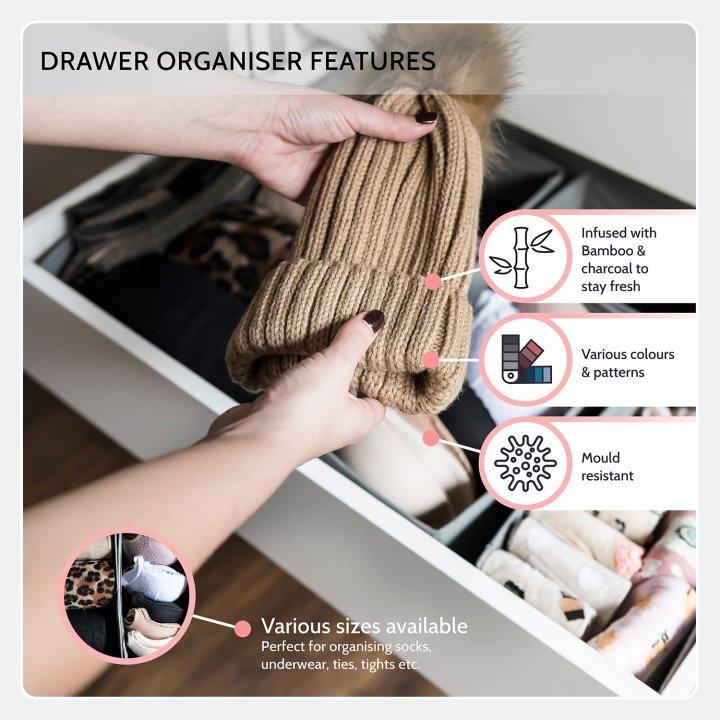 Periea Periea 6 Pack Bedroom Drawer Organiser – Fern – Various Colours Available