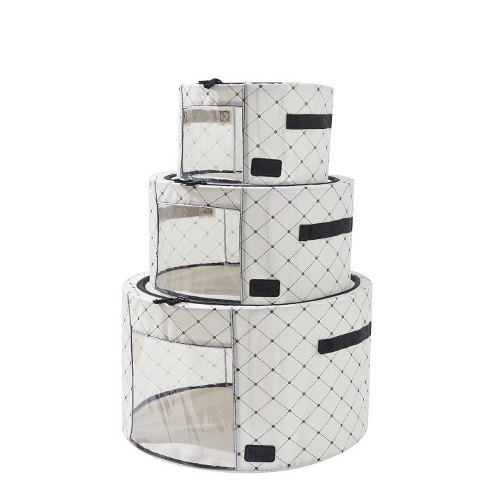 Periea Periea ‘Abby’ Round Home Storage Boxes With Zip Lids Front Window & Folding Steel Frame
