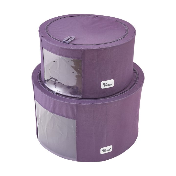 Periea Periea ‘Abby’ Round Home Storage Boxes With Zip Lids Front Window & Folding Steel Frame