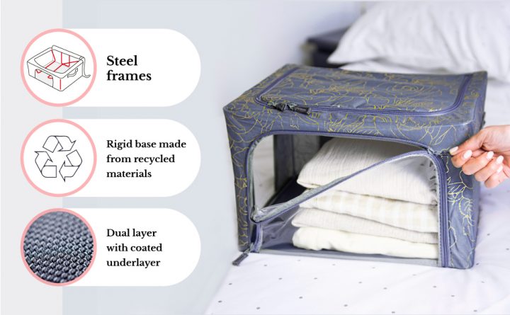 Periea Periea ‘Beau’ Clothes & Bedding Storage Boxes – Under-bed Or In Wardrobe – Sage Linen (Various Sizes Available)