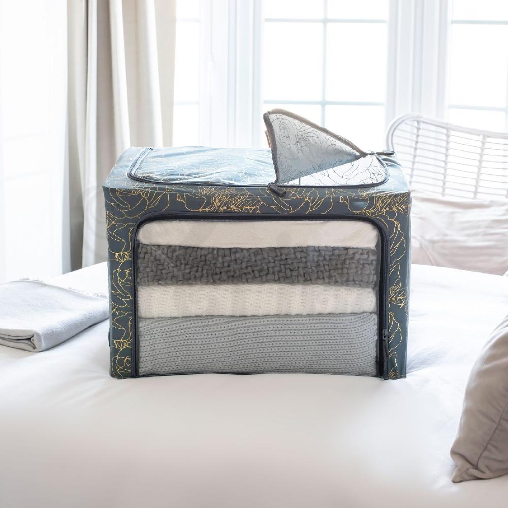 periea Periea ‘Beau’ Clothes & Bedding Storage Boxes – Under-bed or in Wardrobe – Metallic Floral (Various Sizes Available)