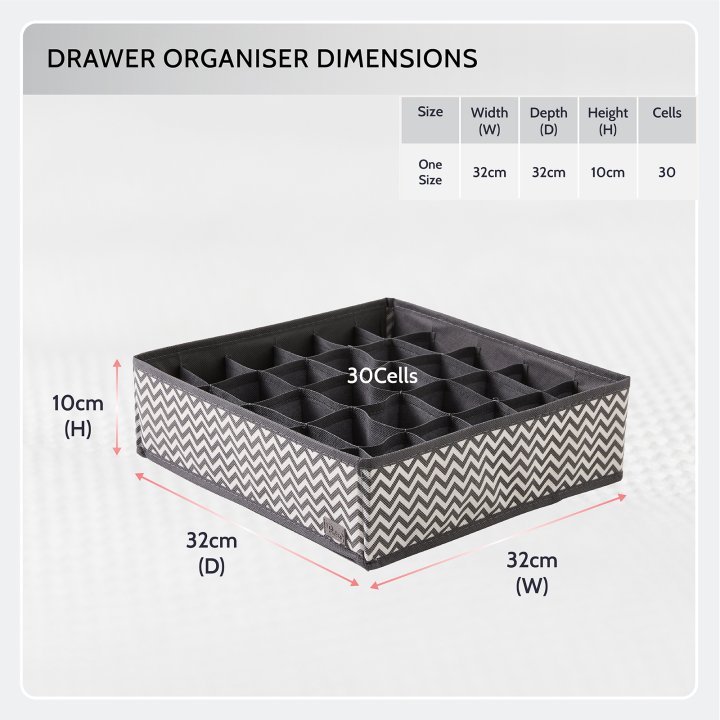 Periea Periea Bedroom Drawer Organiser Insert – Fosy – With 30 Cells