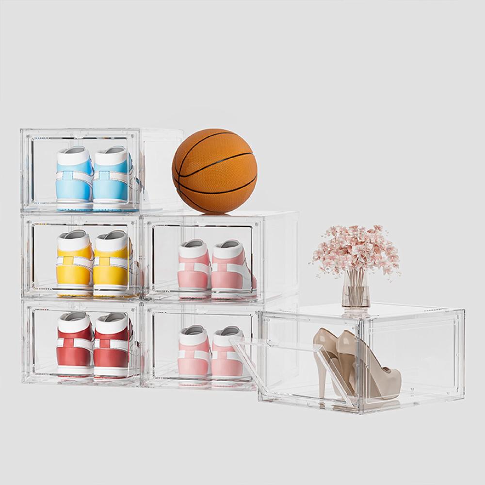 periea Periea ‘Caroline’ Stackable Shoe Storage Boxes – 1.08mm Thick Plastic Shoe Boxes – Pack of 6 & 12