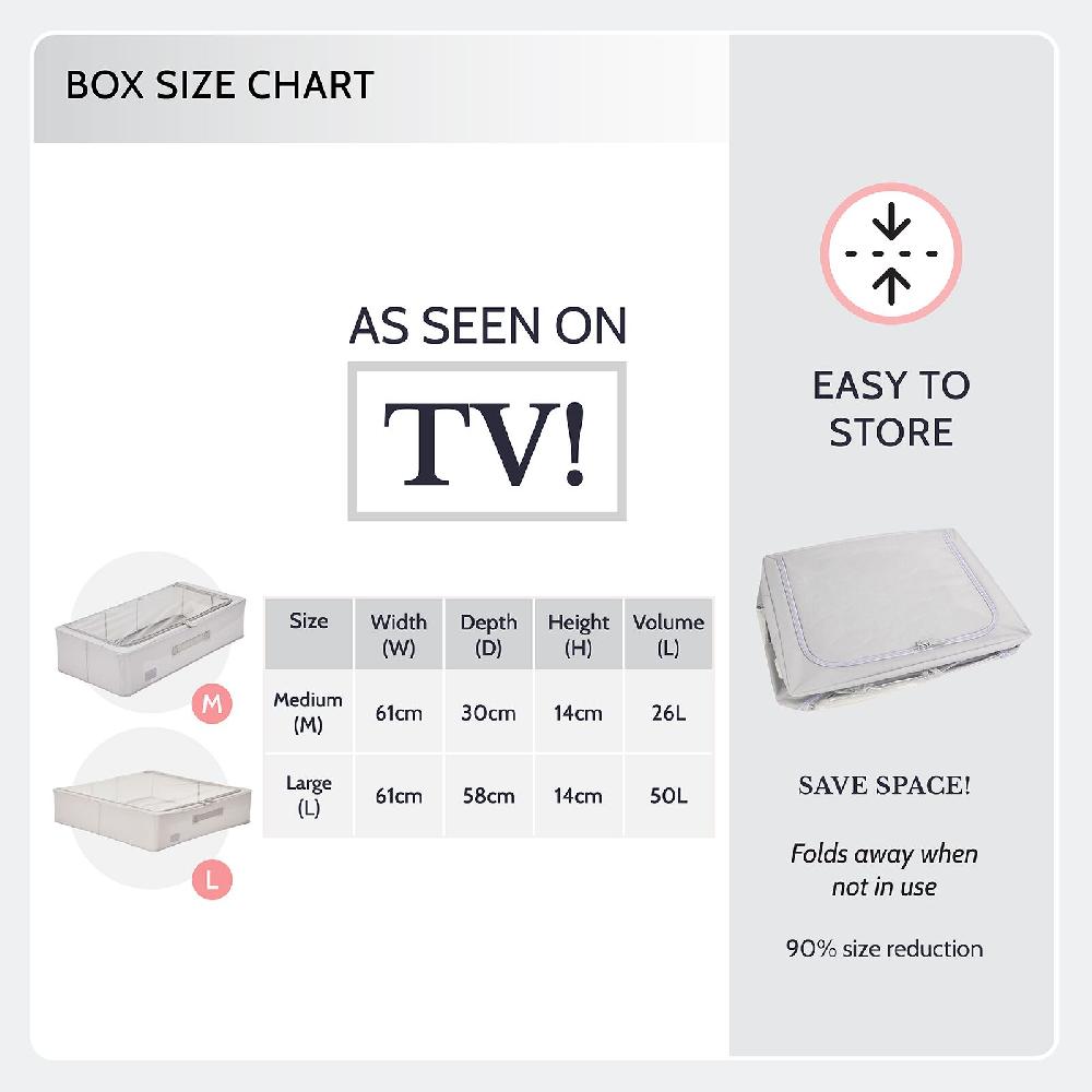 Periea Periea ‘Casey’ Underbed Storage Boxes With Lids – Foldable & Stackable