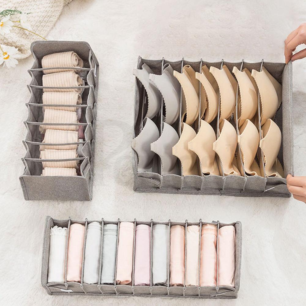 Periea Periea Clothes Organiser For Drawers ‘Lottie’ Foldable Bedroom Drawer Organisers – Grey – Pack Of 3