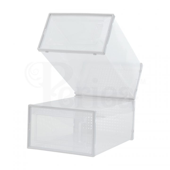 Periea Periea ‘Dani’ Shoe Storage Boxes – Clear Thick Plastic Stackable Shoe Box With Front & Rear Frames For Extra Rigidity – Thicker Than Rival Boxes – 2 Sizes