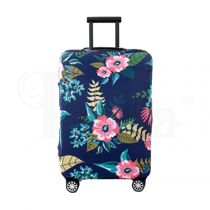 periea Periea Elasticated Protective Suitcase Cover – Small Medium Large or Extra-large – ‘Dark Blue with Flowers’