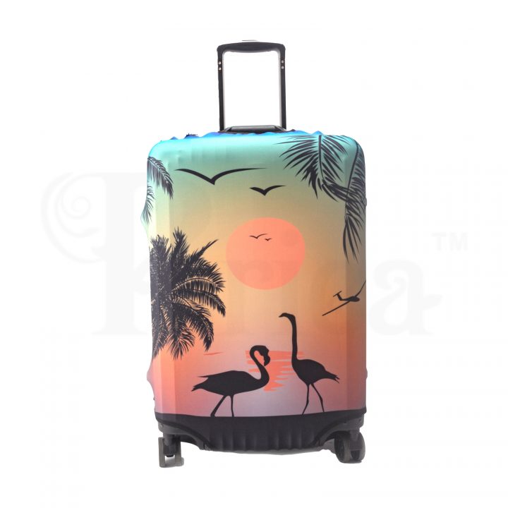 periea Periea Elasticated Protective Suitcase Cover – Small Medium Large or Extra-large – ‘Sunset Flamingo’
