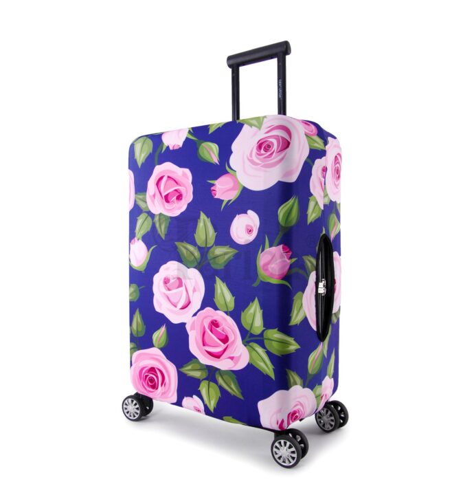 Periea Periea Elasticated Protective Suitcase Cover – Small Medium Large Or Extra-large – ‘Purple With Pink Roses’