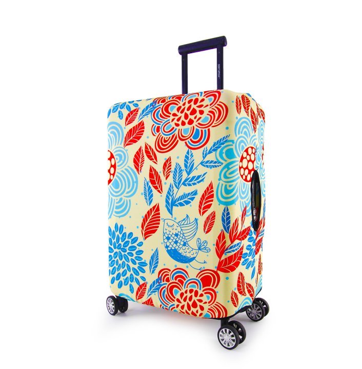 Periea Periea Elasticated Protective Suitcase Cover – Small Medium Or Large – ‘Red And Blue Leaves’