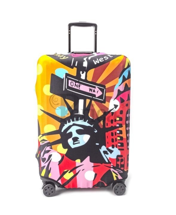 periea Periea Elasticated Protective Suitcase Cover – Small Medium or Large – ‘Pop Art Statue of Liberty’