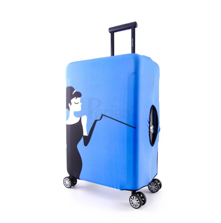 Periea Periea Elasticated Protective Suitcase Cover – Small Medium Large Or Extra-large – ‘Blue Lady’