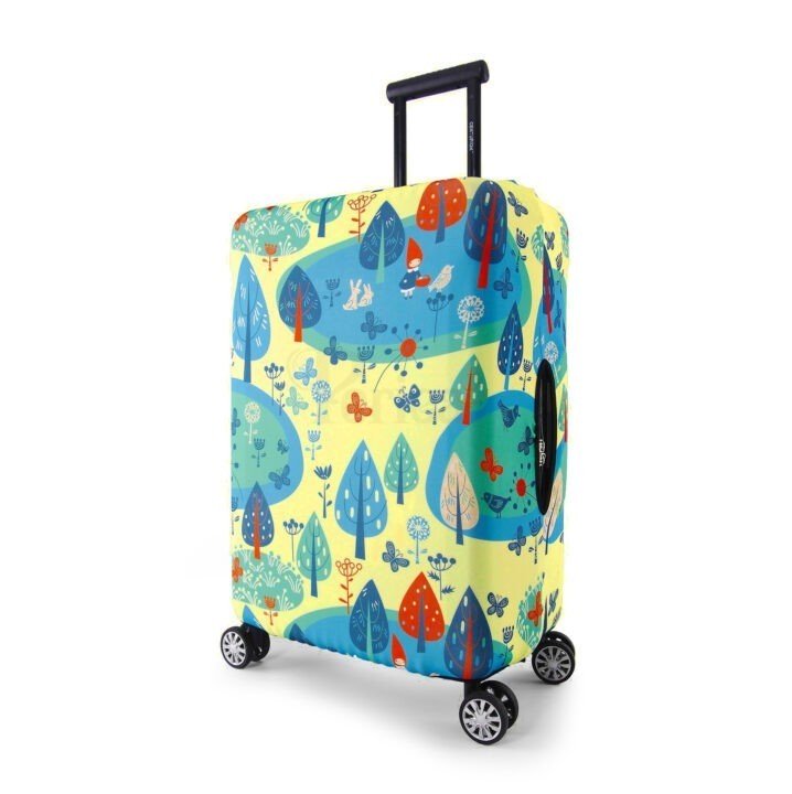 Periea Periea Elasticated Protective Suitcase Cover – Small Medium Or Large – ‘Yellow And Blue Woodland’
