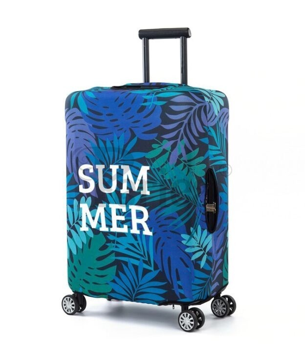 Periea Periea Elasticated Protective Suitcase Cover – Small Medium Or Large – ‘Green And Blue Palm Leaves’