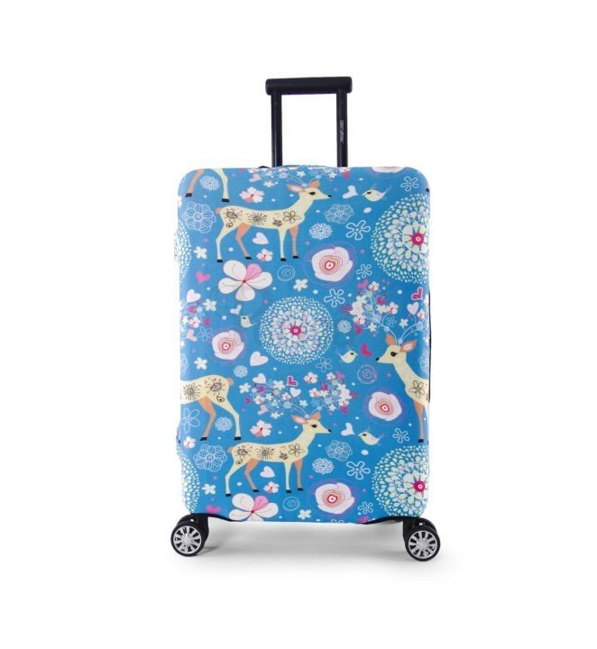 periea Periea Elasticated Protective Suitcase Cover – Small Medium or Large – ‘Blue Animals’