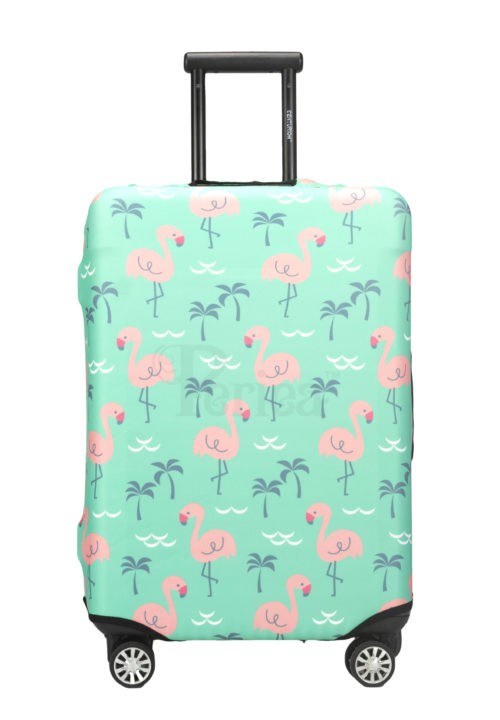 periea Periea Elasticated Protective Suitcase Cover – Small Medium or Large – ‘Green with Pink Flamingos’ periea Periea Elasticated Protective Suitcase Cover – Small Medium or Large – ‘Green with Pink Flamingos’