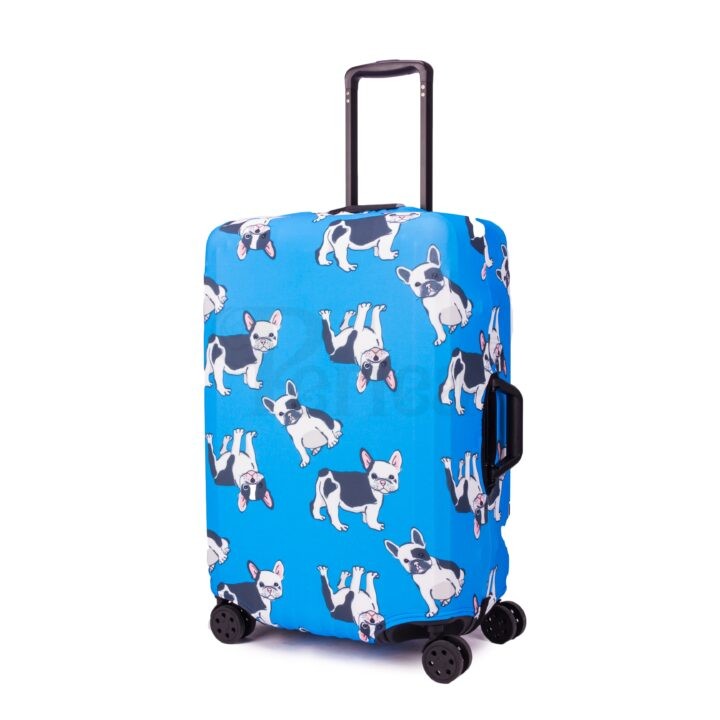 Periea Periea Elasticated Protective Suitcase Cover – Small Medium Or Large – ‘Blue With Dogs’