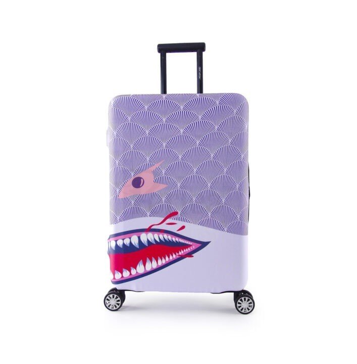 periea Periea Elasticated Protective Suitcase Cover – Small Medium or Large – ‘Purple Shark’