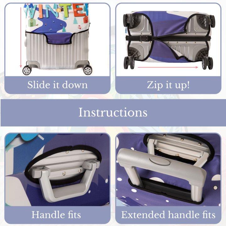 Periea Periea Elasticated Protective Suitcase Cover – Small Medium Or Large – ‘Purple Cats’