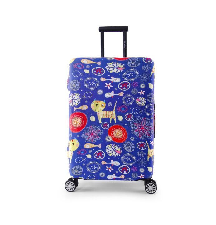 periea Periea Elasticated Protective Suitcase Cover – Small Medium or Large – ‘Purple Cats’