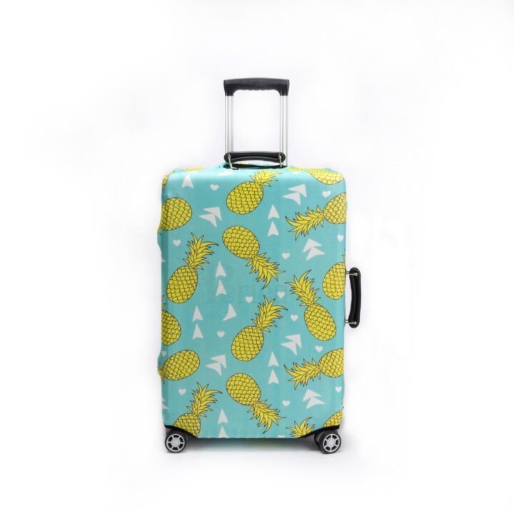 periea Periea Elasticated Protective Suitcase Cover – Small Medium or Large – ‘Green with Yellow Pineapples’