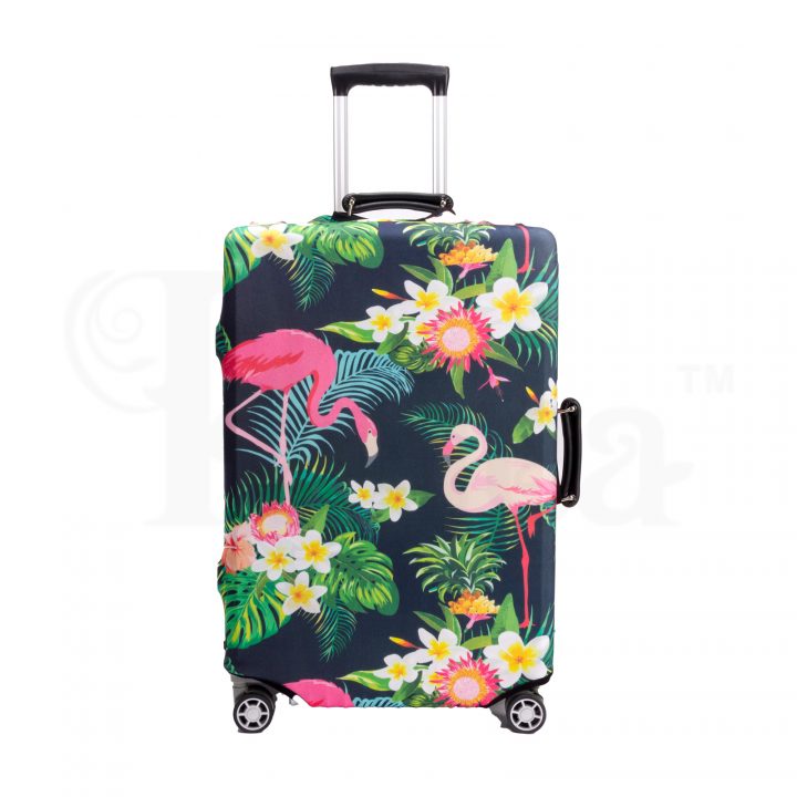 periea Periea Elasticated Protective Suitcase Cover – Small Medium Large or Extra-large – ‘Tropical Flamingos’