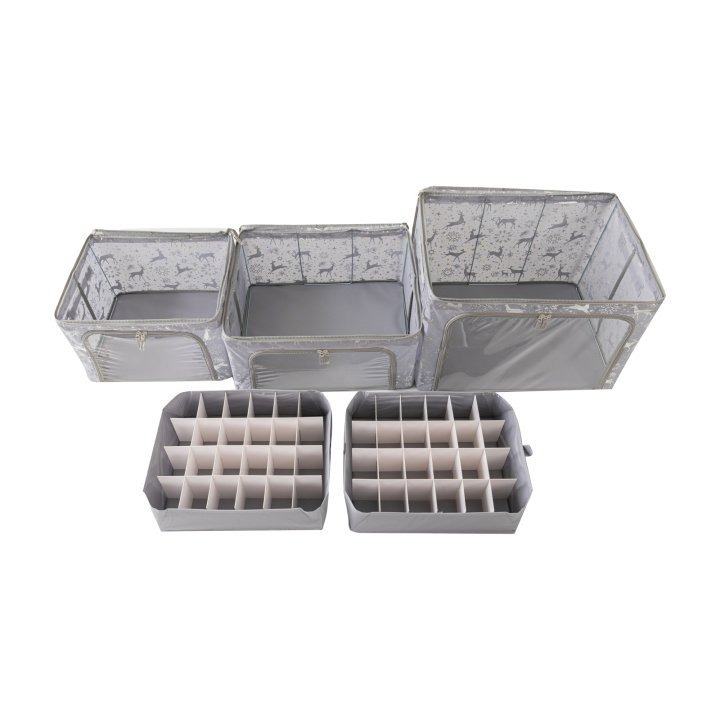 Periea Periea ‘Eve’ Set Of 3 Christmas Storage Boxes With Bauble Ornament Storage (S M L)