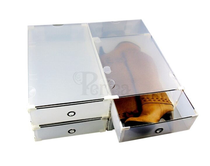 periea Periea Frosted Plastic Shoe Storage Drawers – Rosa – Pack of 4 (for Knee-high Boots)