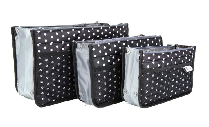 Periea Periea Handbag Organiser – Chelsy – Black With White Polka-dots – Small Medium Or Large
