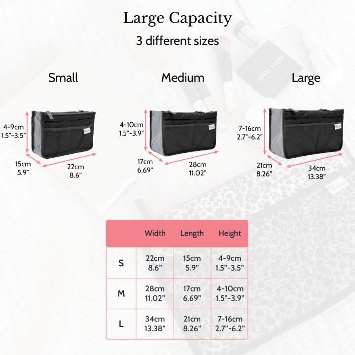 Periea Periea Handbag Organiser – Chelsy – Black With White Polka-dots – Small Medium Or Large