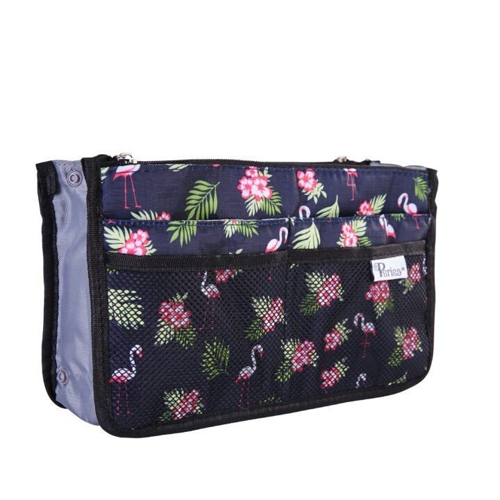 periea Periea Handbag Organiser – Chelsy – Blue with Flamingos – Small Medium or Large