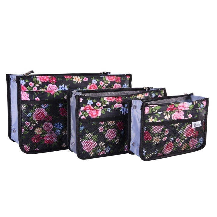 Periea Periea Handbag Organiser – Chelsy – Floral Black – Small Medium Or Large
