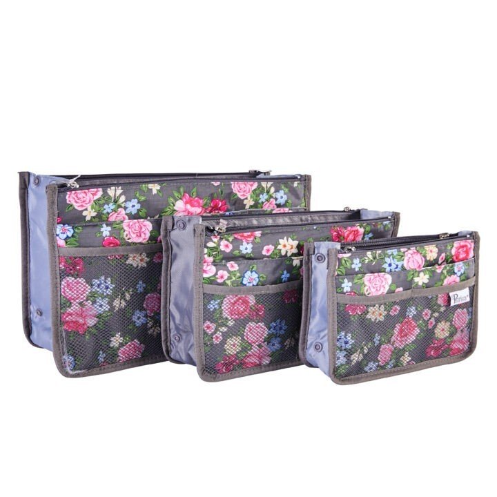 Periea Periea Handbag Organiser – Chelsy – Floral Grey – Small Medium Or Large