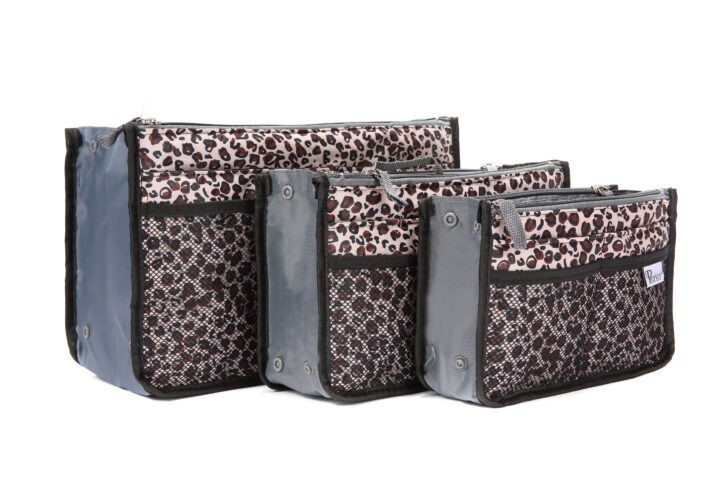 Periea Periea Handbag Organiser – Chelsy – Gold Leopard Spots – Small Medium Or Large