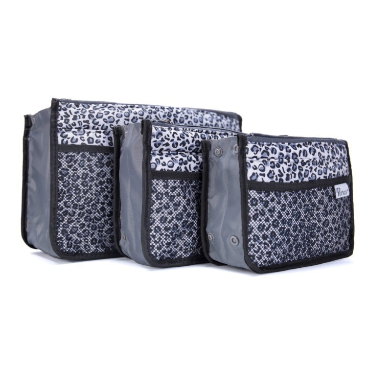 Periea Periea Handbag Organiser – Chelsy – Silver Leopard – Small Medium Or Large